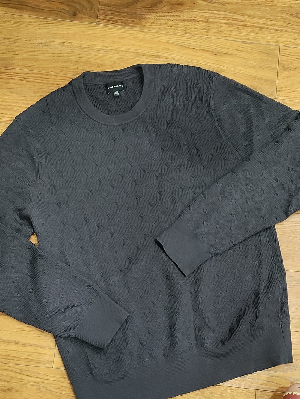 Club Monaco Black Textured Crewneck Sweater